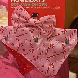 Holiday Candy Cane Bandana and Bow Set